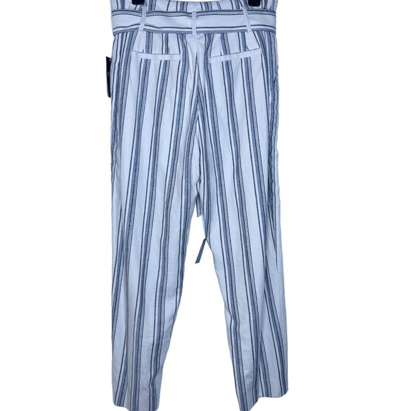 LAUREN RALPH LAUREN NWT Linen Blend Tie High Waist Pants Size 4 in Blue Stripe - Picture 12 of 15